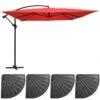 Parasol Déporté 3x3m Et 4 Dalles à Lestées Aluminium Rouge 1 Parasol Déporté 3x3m Et 4 Dalles à Lestées Aluminium Rouge -Élégance Jardin 06848bdb9c9ac6ee