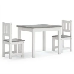 VIDAXL Ensemble De Table Et Chaises Enfants 3 Pcs Blanc Et Gris Mdf -Élégance Jardin 06b9ae8d29cde280