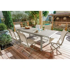 Table Louisiane 187/247x100 Cm Coloris Sand 6 Table Louisiane 187/247x100 Cm Coloris Sand -Élégance Jardin 1043952 2072038