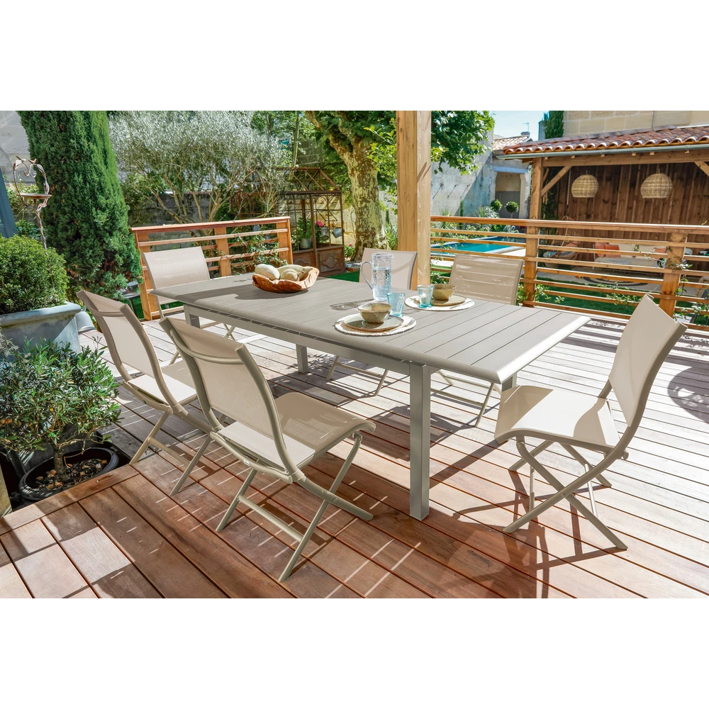 Table Louisiane 187/247x100 Cm Coloris Sand 4 Table Louisiane 187/247x100 Cm Coloris Sand – Image 2