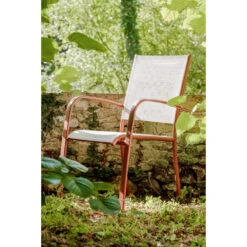 Fauteuil Empilable Ligne ARIES En Aluminium & Toile Coloris Terracotta -Élégance Jardin 1044374 2072059