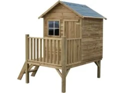 Maisonnette En Bois Avec Toboggan "tomek" -Élégance Jardin 623844ffa9d348.08296823