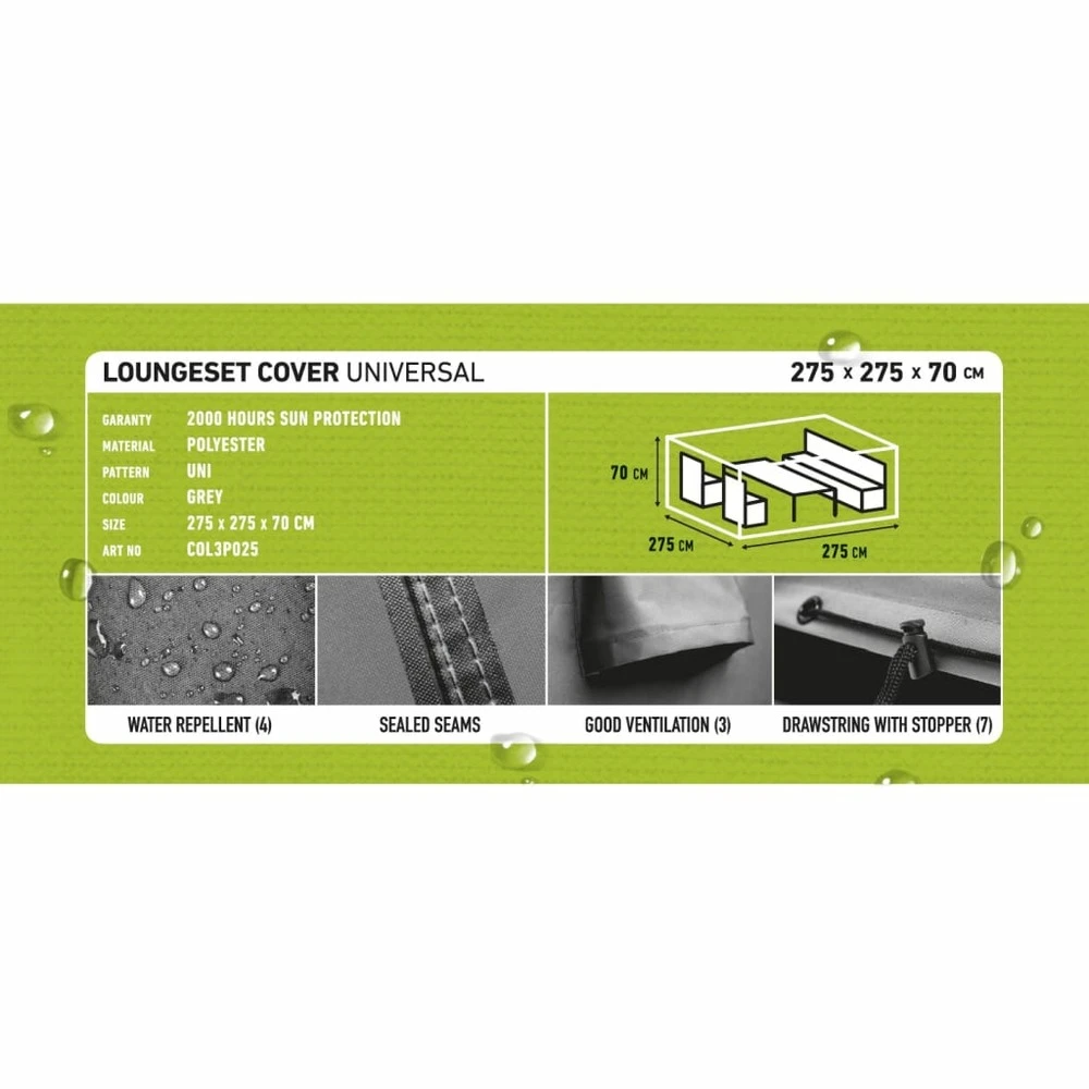 Madison Housse De Meubles D'extérieur 275 X 275 X 70 Cm Gris 9 Madison Housse De Meubles D'extérieur 275 X 275 X 70 Cm Gris – Image 7