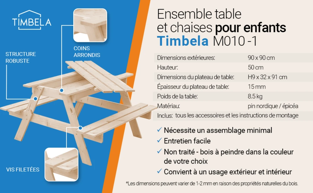 Table Enfant Pour Le Jardin - Table Et Chaise Enfant Avec Boite De Rangement -90x90xh50 Cm - M010-1 9 Table Enfant Pour Le Jardin - Table Et Chaise Enfant Avec Boite De Rangement -90x90xh50 Cm - M010-1 – Image 7