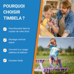 Table Enfant En Bois – Table Et Chaise Enfant - 81x60xh50 Cm - M012-1 -Élégance Jardin 6405d9b6a3b751.61546197