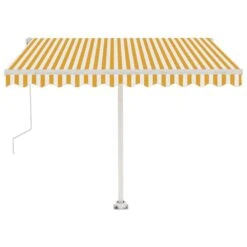 VIDAXL Auvent Automatique Capteur De Vent/led 350x250cm Jaune Et Blanc -Élégance Jardin 6426dd8329ccf2.79937700