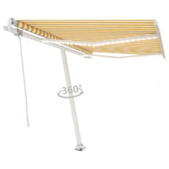 VIDAXL Auvent Automatique Capteur De Vent/led 350x250cm Jaune Et Blanc -Élégance Jardin 6426dd832cdce7.19311827