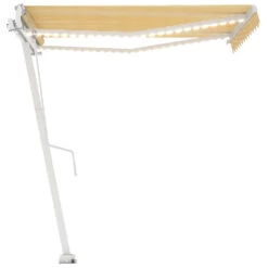 VIDAXL Auvent Automatique Capteur De Vent/led 350x250cm Jaune Et Blanc -Élégance Jardin 6426dd8332b5e4.94024318