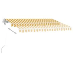VIDAXL Auvent Automatique Capteur De Vent/led 350x250cm Jaune Et Blanc -Élégance Jardin 6426dd83387fc5.62470486