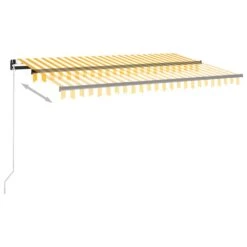 VIDAXL Auvent Manuel Rétractable 400x350 Cm Jaune Et Blanc -Élégance Jardin 6426dd8a219244.50901210