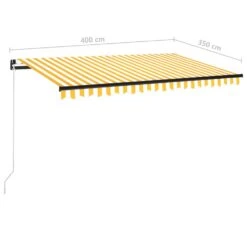 VIDAXL Auvent Manuel Rétractable 400x350 Cm Jaune Et Blanc -Élégance Jardin 6426dd8a2b97d3.18763349