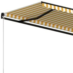 VIDAXL Auvent Manuel Rétractable 400x350 Cm Jaune Et Blanc -Élégance Jardin 6426dd8a2efbe8.36401558