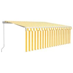 VIDAXL Auvent Manuel Rétractable Avec Store 4,5x3 M Jaune Et Blanc 10 VIDAXL Auvent Manuel Rétractable Avec Store 4,5x3 M Jaune Et Blanc -Élégance Jardin 6426dda0884f87.47548582