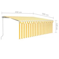 VIDAXL Auvent Manuel Rétractable Avec Store 4,5x3 M Jaune Et Blanc 15 VIDAXL Auvent Manuel Rétractable Avec Store 4,5x3 M Jaune Et Blanc -Élégance Jardin 6426dda08fb468.73904777