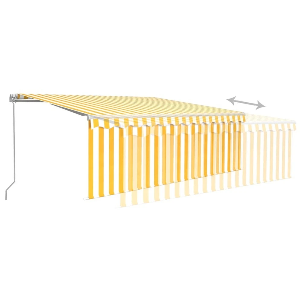 VIDAXL Auvent Manuel Rétractable Avec Store 4,5x3 M Jaune Et Blanc 6 VIDAXL Auvent Manuel Rétractable Avec Store 4,5x3 M Jaune Et Blanc – Image 4