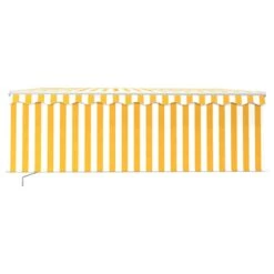 VIDAXL Auvent Manuel Rétractable Avec Store 4,5x3 M Jaune Et Blanc 11 VIDAXL Auvent Manuel Rétractable Avec Store 4,5x3 M Jaune Et Blanc -Élégance Jardin 6426dda0965d99.31781309
