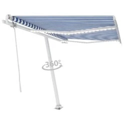 VIDAXL Auvent Automatique Capteur De Vent/led 300x250 Cm Bleu Et Blanc 12 VIDAXL Auvent Automatique Capteur De Vent/led 300x250 Cm Bleu Et Blanc -Élégance Jardin 6426ddaad71a71.18161400