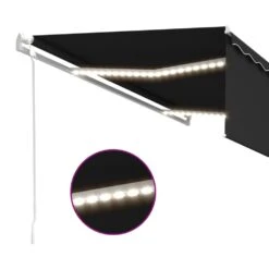 VIDAXL Auvent Automatique Store Capteur De Vent Et Led 5x3m Anthracite -Élégance Jardin 6426ddc7f40798.28002003