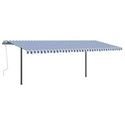 VIDAXL Auvent Automatique Capteur De Vent Et Led 6x3,5 M Bleu Et Blanc -Élégance Jardin 6426ddceef4552.52717298