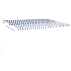 VIDAXL Auvent Automatique Capteur De Vent Et Led 6x3,5 M Bleu Et Blanc -Élégance Jardin 6426ddcef22ab5.91692912