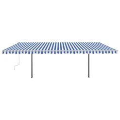 VIDAXL Auvent Automatique Capteur De Vent Et Led 6x3,5 M Bleu Et Blanc -Élégance Jardin 6426ddcf051c44.44043683