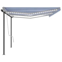 VIDAXL Auvent Automatique Capteur De Vent Et Led 6x3,5 M Bleu Et Blanc -Élégance Jardin 6426ddcf081273.21701046