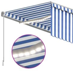 VIDAXL Auvent Automatique Store Capteur De Vent Led 4,5x3 M Bleu Blanc 13 VIDAXL Auvent Automatique Store Capteur De Vent Led 4,5x3 M Bleu Blanc -Élégance Jardin 6426ddd121a921.44107708