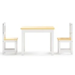 VIDAXL Ensemble De Table Et Chaises Pour Enfants 3 Pcs Blanc Et Beige -Élégance Jardin 64387d74e7ee02.51139245