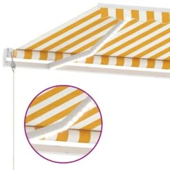 VIDAXL Auvent Automatique Capteur De Vent Led 500x350cm Jaune Et Blanc -Élégance Jardin 64515c660c7b14.51284666