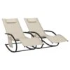 VIDAXL Chaises Longues à Bascule 2 Pcs Crème Acier Et Textilène -Élégance Jardin 64535012e1e0a9.22074023