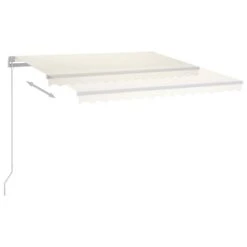VIDAXL Auvent Manuel Rétractable Avec Led 450x350 Cm Crème -Élégance Jardin 645657cba32be9.69286119