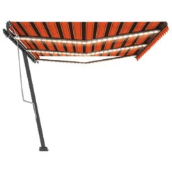 VIDAXL Auvent Manuel Rétractable Avec Led 600x350 Cm Orange Et Marron -Élégance Jardin 645657d05dc132.44539603