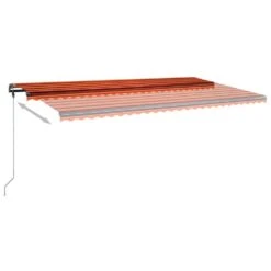 VIDAXL Auvent Manuel Rétractable Avec Led 600x350 Cm Orange Et Marron -Élégance Jardin 645657d0610453.06326086