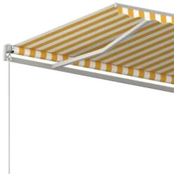 VIDAXL Auvent Rétractable Automatique Et Poteaux 4,5x3m Jaune Et Blanc -Élégance Jardin 645657dcc17535.22521095