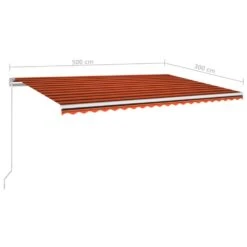 VIDAXL Auvent Manuel Rétractable Avec Led 500x300 Cm Orange Et Marron -Élégance Jardin 645a959835c946.92272444