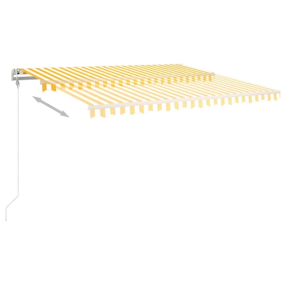 VIDAXL Auvent Rétractable Automatique 450x300 Cm Jaune Et Blanc 6 VIDAXL Auvent Rétractable Automatique 450x300 Cm Jaune Et Blanc – Image 4