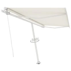 VIDAXL Auvent Manuel Rétractable Sur Pied 450x350 Cm Crème -Élégance Jardin 645a95ad51e300.37300227