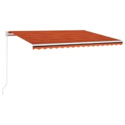 VIDAXL Auvent Manuel Rétractable Avec Led 450x350 Cm Orange Et Marron -Élégance Jardin 645a95b0d73c65.26645466
