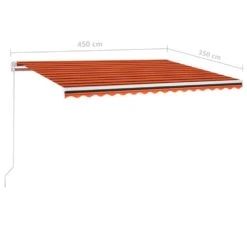 VIDAXL Auvent Manuel Rétractable Avec Led 450x350 Cm Orange Et Marron -Élégance Jardin 645a95b0e05262.64214900