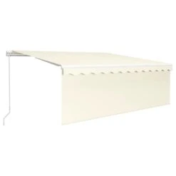 VIDAXL Auvent Manuel Rétractable Avec Store Et Led 4,5x3 M Crème -Élégance Jardin 645a95b46659d1.80214630