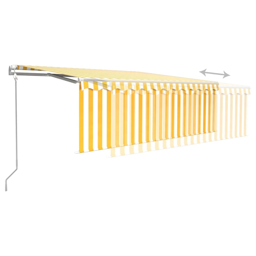 VIDAXL Auvent Automatique Rétractable Avec Store 4,5x3 M Jaune Et Blanc 6 VIDAXL Auvent Automatique Rétractable Avec Store 4,5x3 M Jaune Et Blanc – Image 4