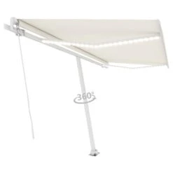VIDAXL Auvent Manuel Rétractable Avec Led 450x300 Cm Crème 12 VIDAXL Auvent Manuel Rétractable Avec Led 450x300 Cm Crème -Élégance Jardin 645a95b9c41419.39198745