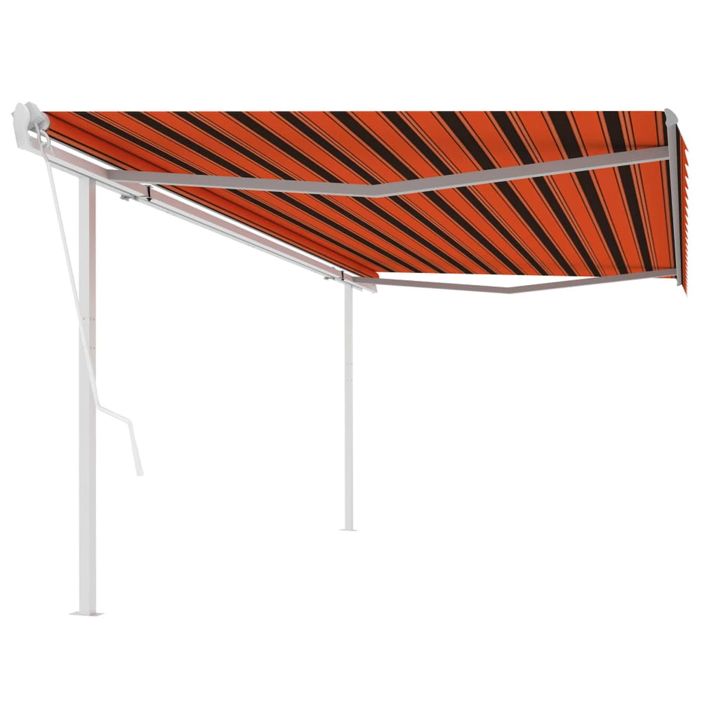 VIDAXL Auvent Rétractable Automatique Et Poteaux 5x3m Orange Et Marron 3 VIDAXL Auvent Rétractable Automatique Et Poteaux 5x3m Orange Et Marron