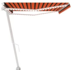 VIDAXL Auvent Manuel Rétractable Avec Led 500x350 Cm Orange Et Marron -Élégance Jardin 645a95c7094786.21493752