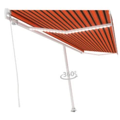 VIDAXL Auvent Manuel Rétractable Avec Led 500x350 Cm Orange Et Marron -Élégance Jardin 645a95c7124958.22708895
