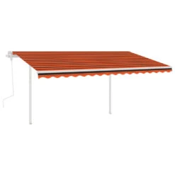 VIDAXL Auvent Manuel Rétractable Avec Led 4,5x3,5 M Orange Et Marron -Élégance Jardin 645a95c8cf0fe9.81403396