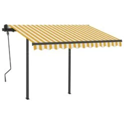 VIDAXL Auvent Automatique Capteur De Vent Led 3,5x2,5 M Jaune Et Blanc -Élégance Jardin 645a95d13d7531.37475361