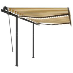 VIDAXL Auvent Automatique Capteur De Vent Led 3,5x2,5 M Jaune Et Blanc -Élégance Jardin 645a95d143d595.40277213