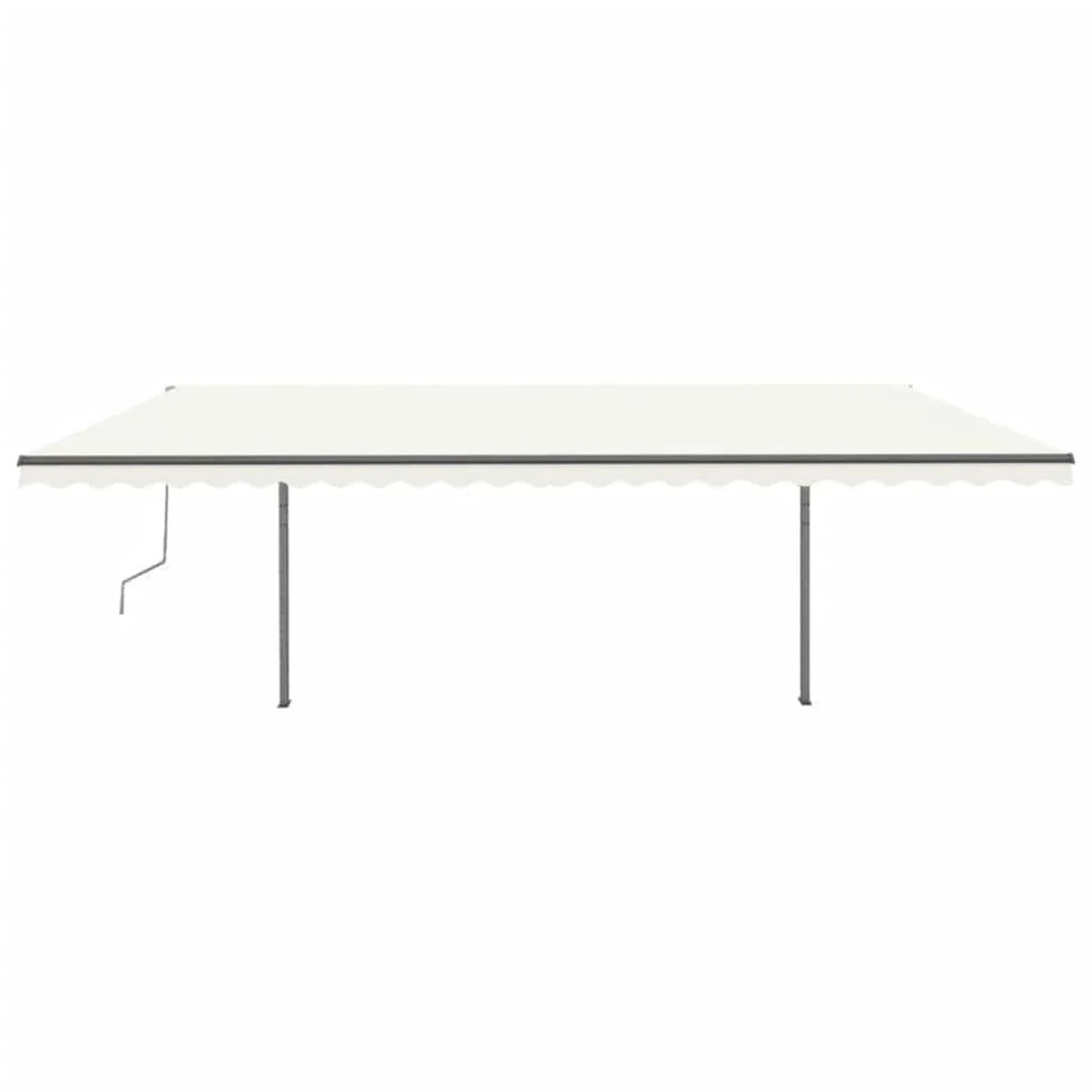 VIDAXL Auvent Manuel Rétractable Avec Poteaux 3,5x2,5 M Crème 7 VIDAXL Auvent Manuel Rétractable Avec Poteaux 3,5x2,5 M Crème – Image 5