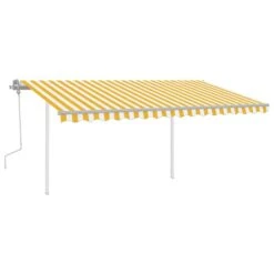 VIDAXL Auvent Manuel Rétractable Avec Led 4,5x3 M Jaune Et Blanc -Élégance Jardin 645a95d7df5303.41535197